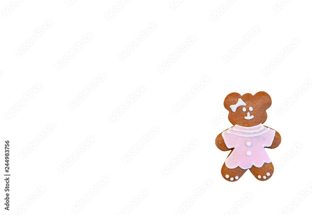 Cute gingerbread bear isolated on white background Cute gingerbread bear isolated on white background