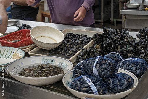 Puglia Cassette di pesce mercato dei pescatori di Gallipoli