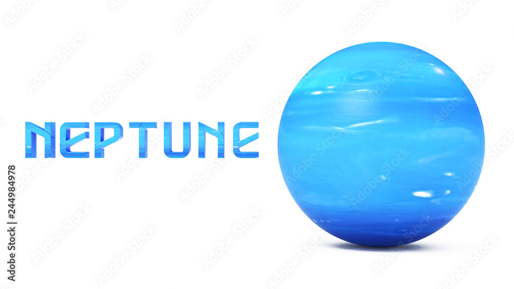 3D Planet of the Neptune Solar System in White Background 3D Planet of the Neptune Solar System in White Background