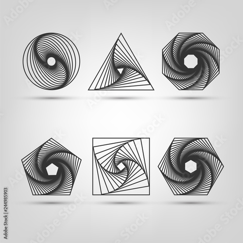 Shapes with a spiral, logo on a black background