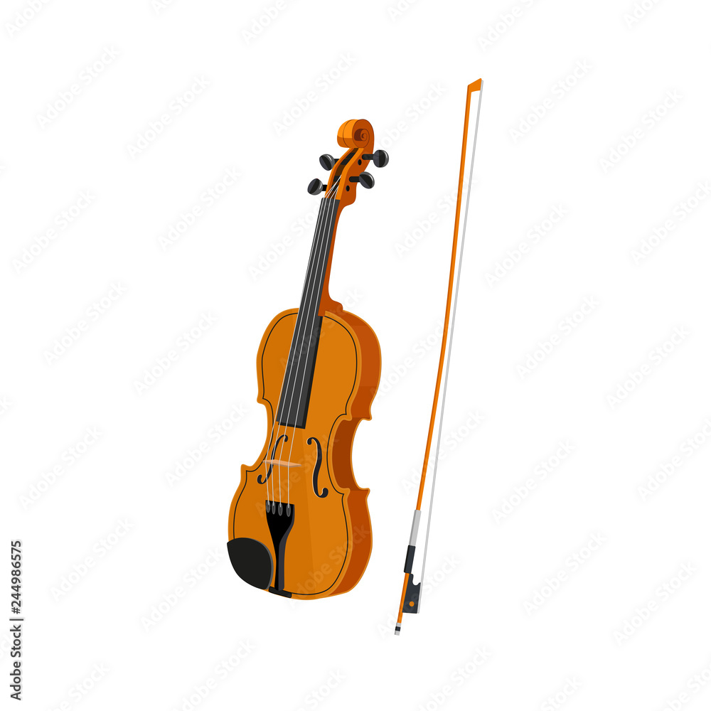 Fototapeta premium violin string bow musical instrument isolated on white background