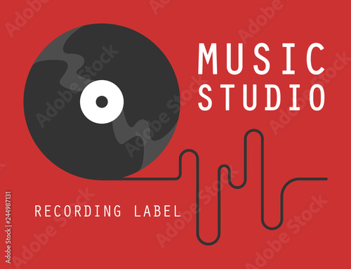 Sound recording studio logo. Music company emblem