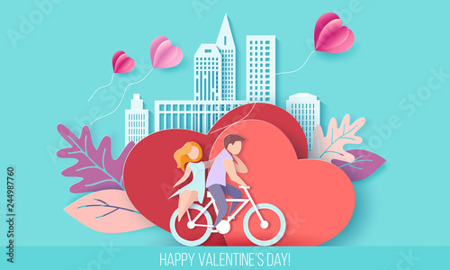 Valentines day card with couple in love