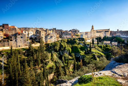 Gravina in Puglia  picturesque landscape of the the deep ravine and the old town with the ancient cathedral  Bari  Italy
