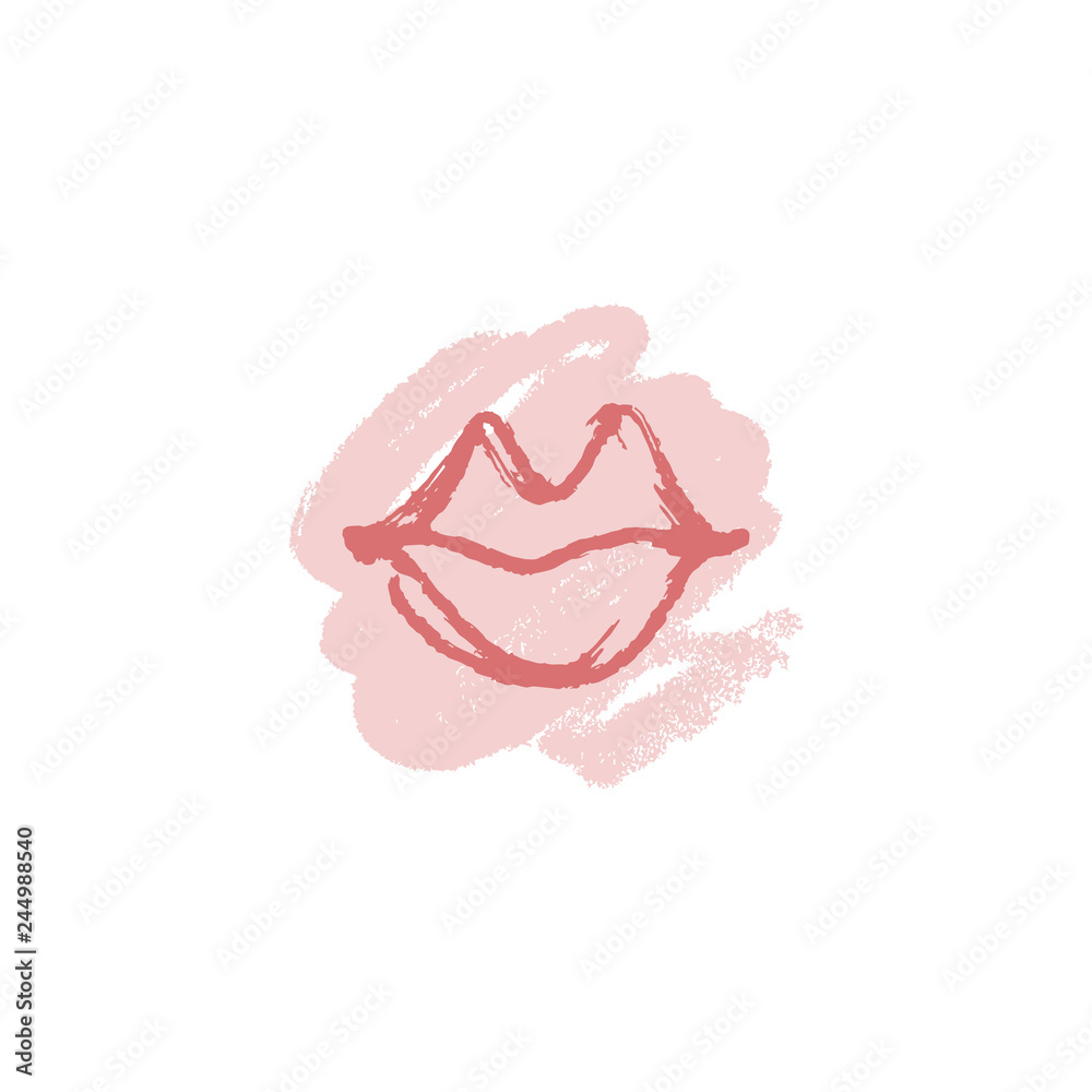 Vector hand drawn lips symbol, logo element template Vector hand drawn lips symbol, logo element template
