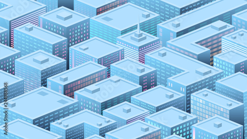 Isometric background with a populous city, metropolis, business, city life