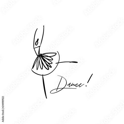Vector line silhouette of elegant ballerina. Dancer icon
