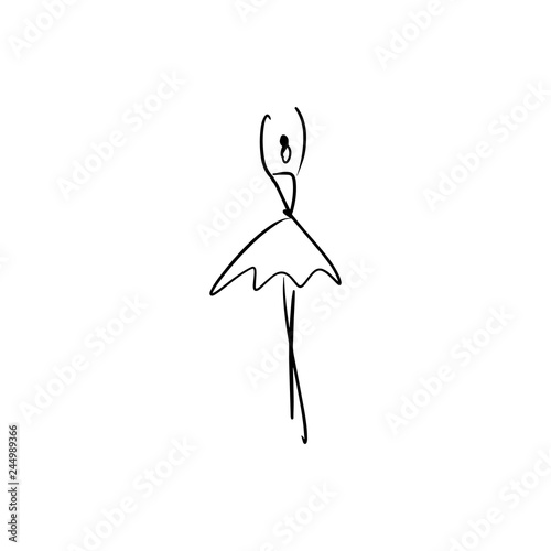 Vector line silhouette of elegant ballerina. Dancer icon
