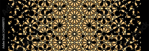 Tile seamless vector pattern. Geometric halftone pattern with color arabesque disintegration or breaking