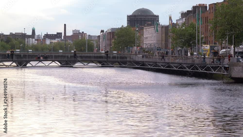 Dublin, Leinster / Ireland - June 2016: Bridges over the River Liffey Dublin, Leinster / Ireland - June 2016: Bridges over the River Liffey