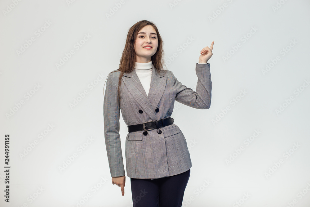 A beautiful girl on a white background is isolated