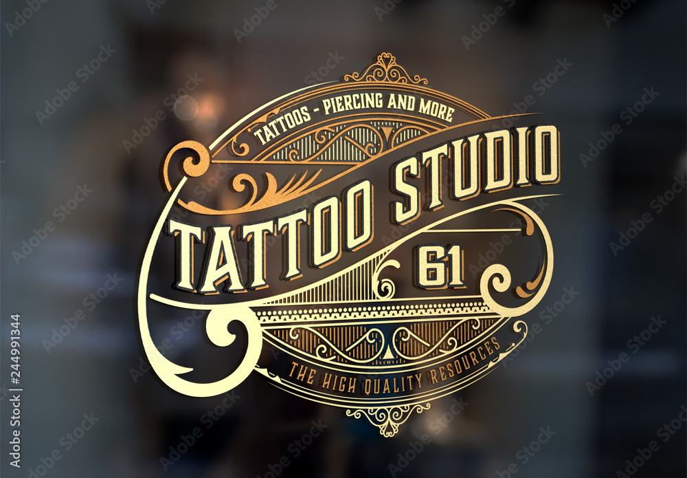 Vintage-Style Tattoo Studio Logo Layout Stock Template | Adobe Stock