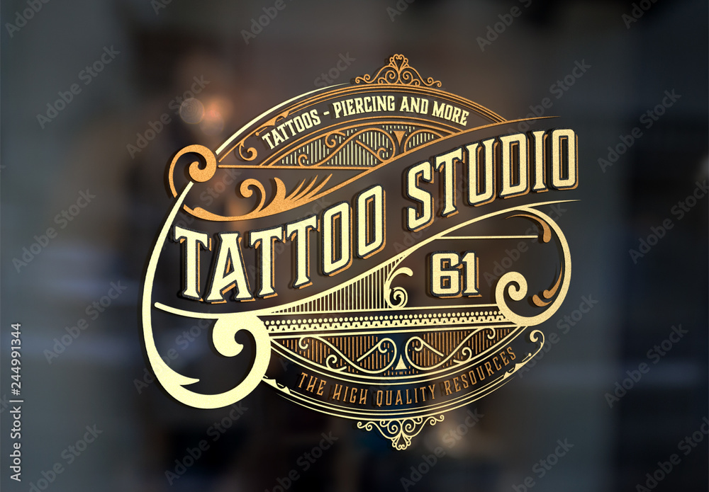 VintageStyle Tattoo Studio Logo Layout Stock Template Adobe Stock