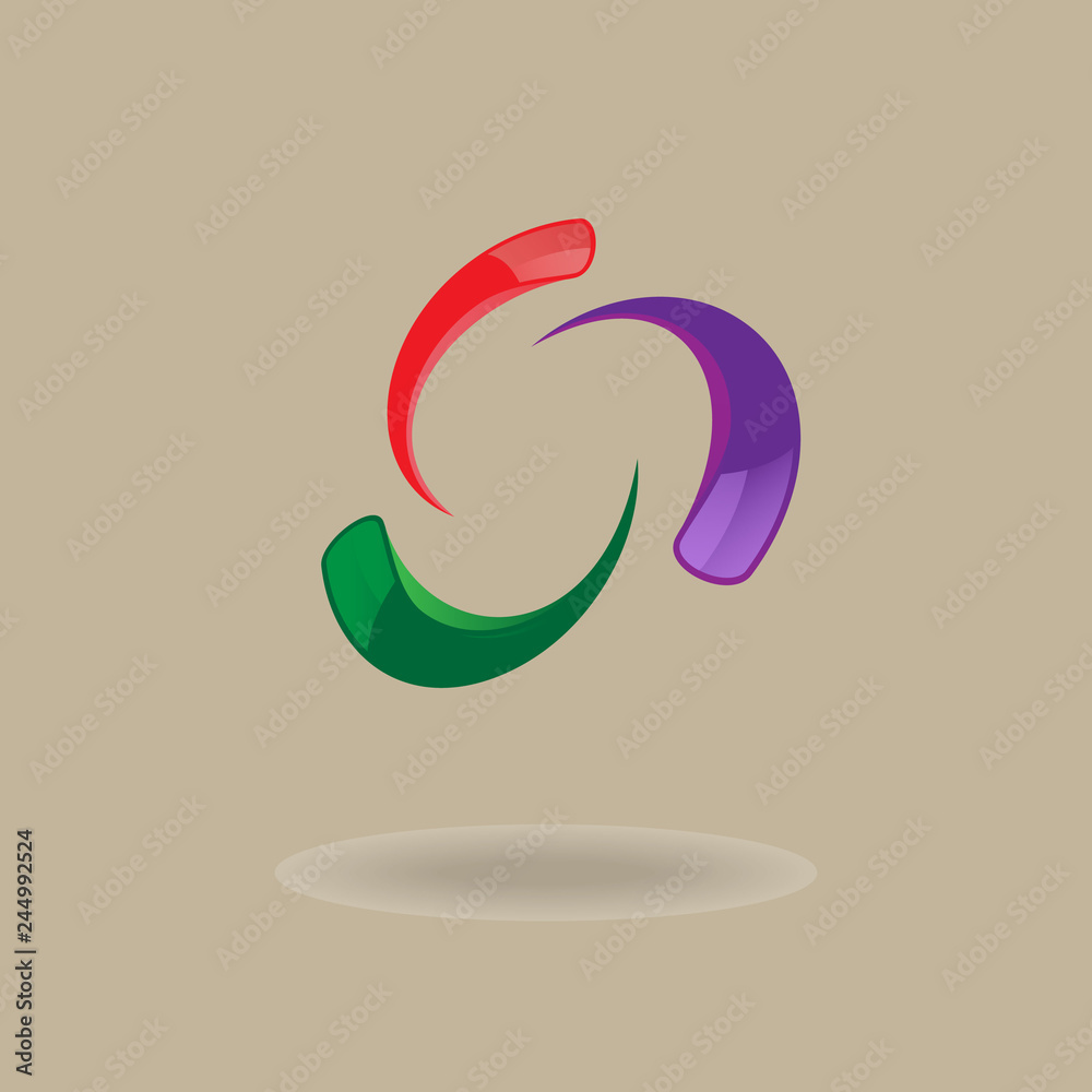 Fototapeta premium the logo is multicolored curved/The figure is violet, green, red in the form of a circle. Logo for firm, institution, enterprise.