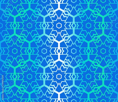 Blue color Floral Geometric Pattern. Seamless Texture Color Background. Element For Design. Vector Illustration
