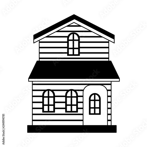Wooden house real estate in black and white
