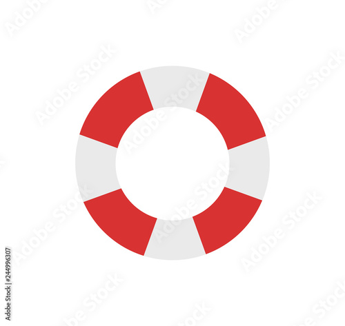 Lifebuoy Emblem Cartoon Isolated Vector Icon.
