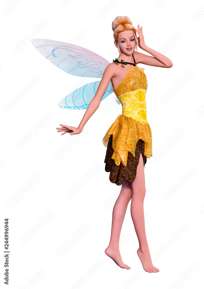 3D Rendering Fantasy Fairy on White 3D Rendering Fantasy Fairy on White