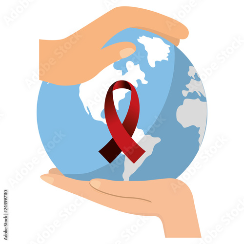 Isolated hiv ribbon with planet design photo