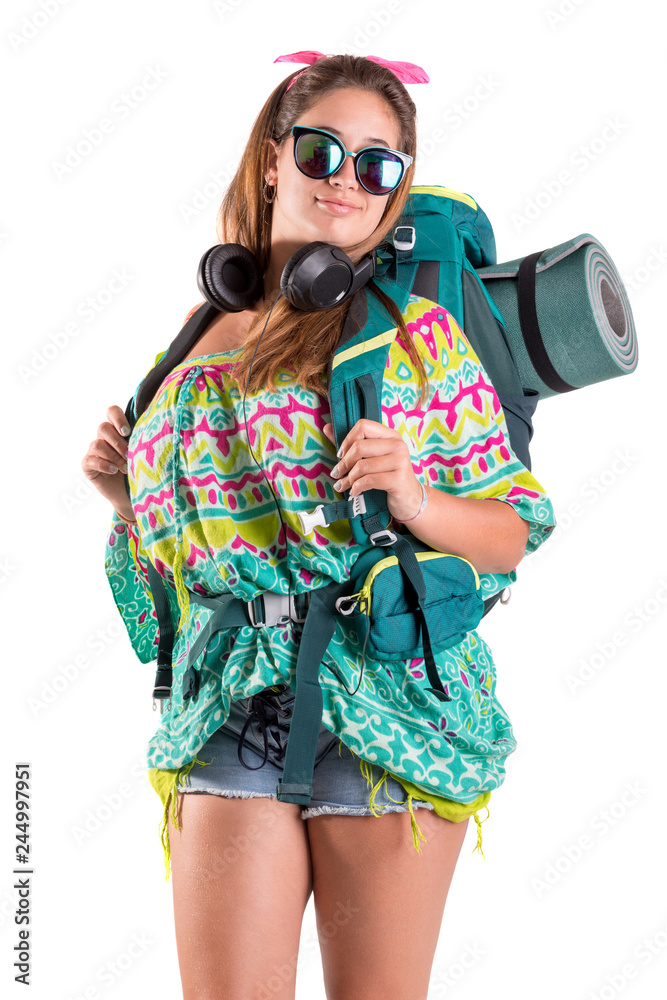 Traveling girl with backpack Traveling girl with backpack
