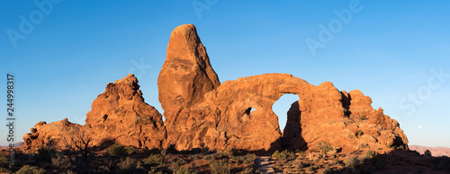 Turret Arch is located within the Arches National Park in South Eastern Utah. This panorama of the geologic spender that dominates this national park.