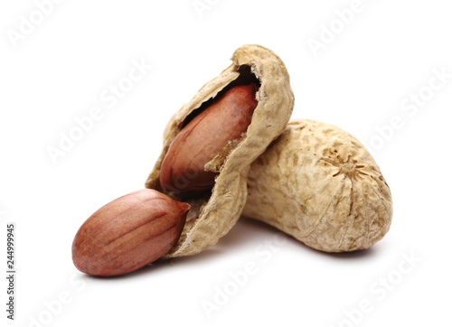 Peanuts with shells isolated on white background