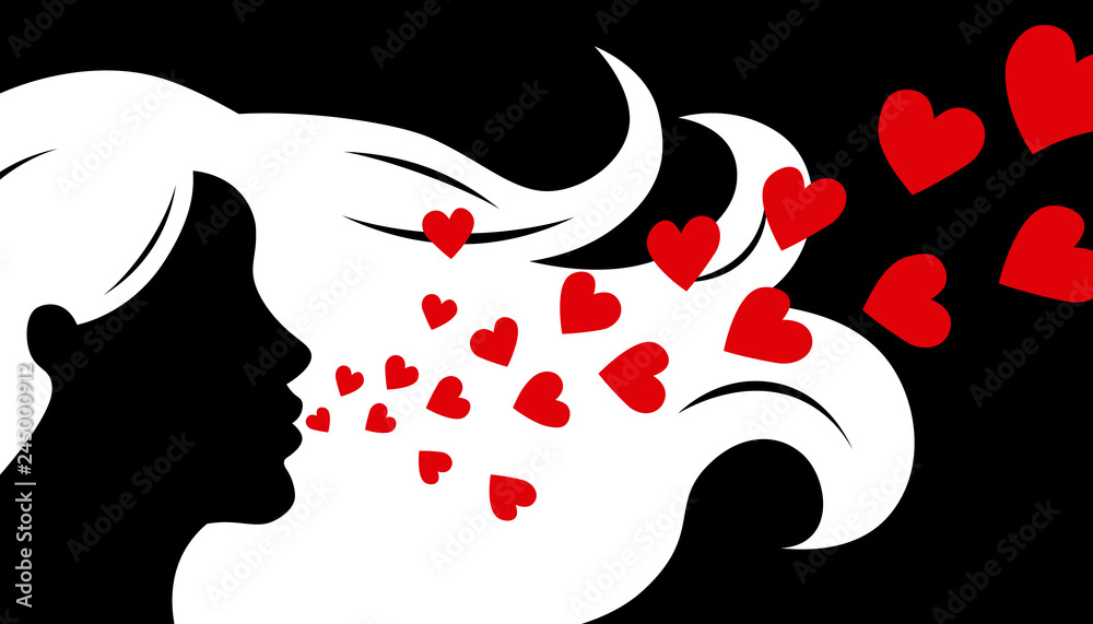 custom made wallpaper toronto digitalLove card. Silhouette face woman blowing hearts