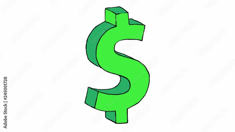 Animation of dollar sign cartoon illustration isolated on white background Animation of dollar sign cartoon illustration isolated on white background
