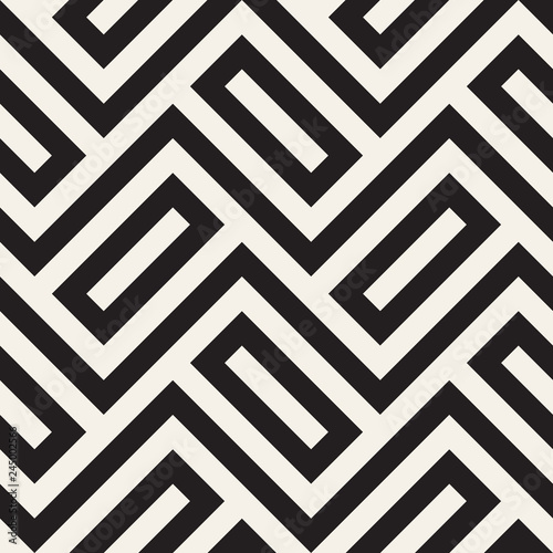 Vector seamless pattern. Simple abstract lattice design. Geometric zigzag lines ornament.