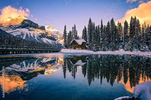 Emerald Lake Lodge at Sunset, British Columbia, Canada photo
