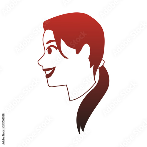 Young woman face cartoon red lines
