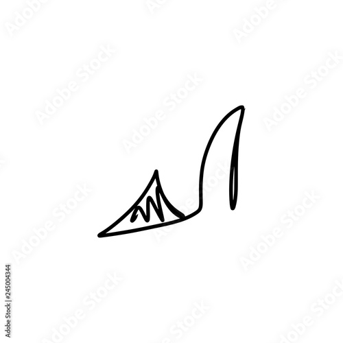 Hand drawn beautiful leather woman shoe with high heel