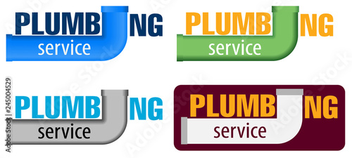 Vector logo water, gas engineering, plumbing service or company. Web graphics, banners, advertisements, brochures, business templates. Water pipe logotype design. Set of four color options.