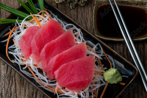 Tuna sashimi Japanese style.