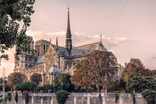 Sunset over Notre Dame in paris