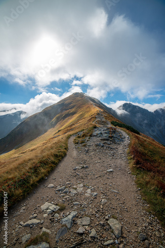 walking above clouds in slovakian Tatra mountains