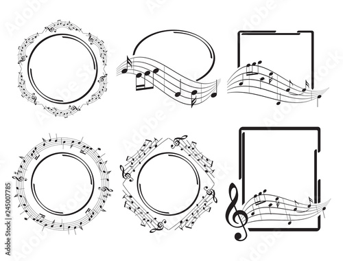 Obraz na płótnie oval round and rectangular music frames - beautiful vector set w salonie