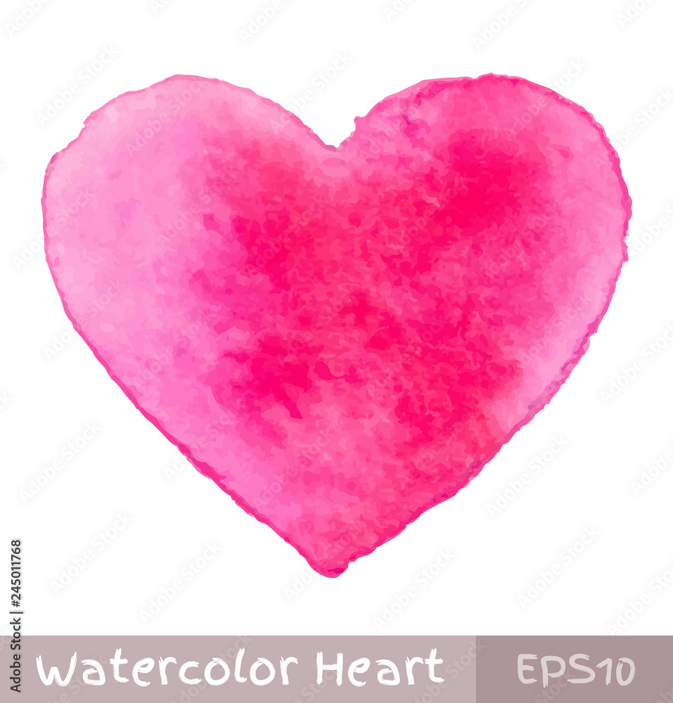 Pink Purple Watercolor Heart. Vector illustration.