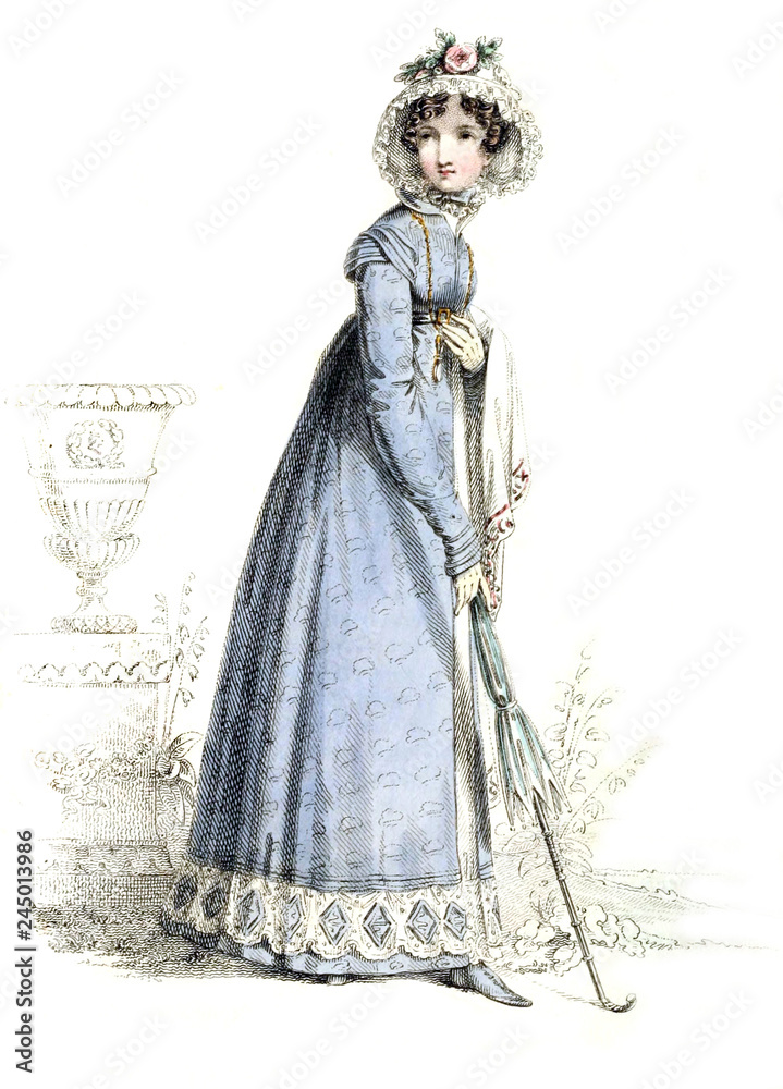 woman in the old fashion dress
