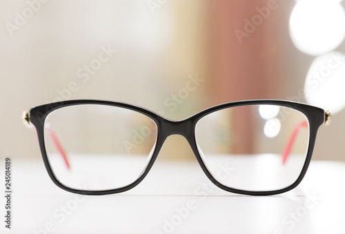 Glasses, white table
