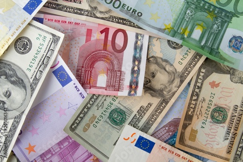 Euro and Dollars Banknotes - Close Up