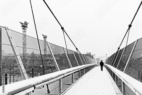 Valokuva Steel footbridge   under snow in Ivry sur Seine  suburb of Paris