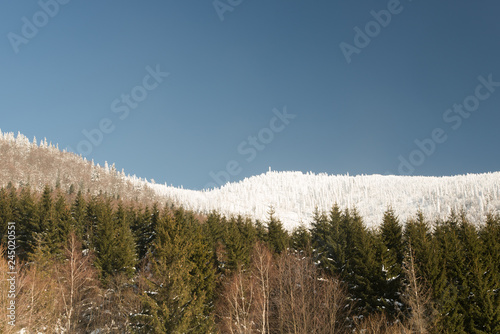 Lysa hora hill in winter Moravskoslezske Beskydy mountains in Czech republic photo