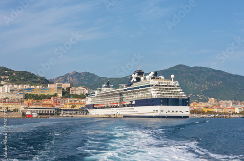 Large cruise liner in the port of Ajaccio, France © ptashkan