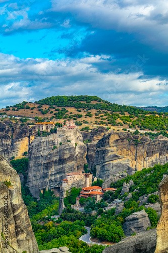 Monasteries of Roussanou and Varlaam at Meteora, Greece photo