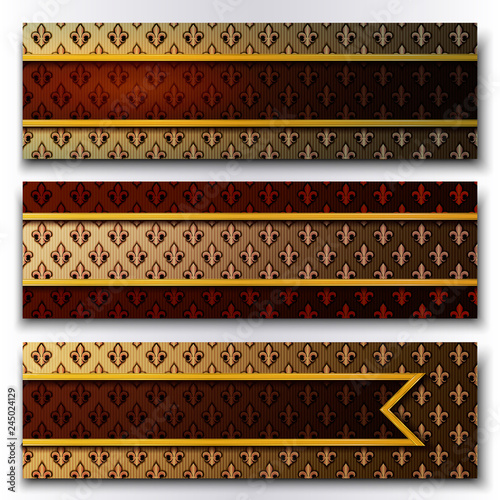 Set of horizontal banners with royal lilies.