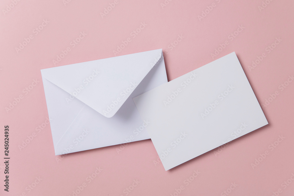 Blank white card with paper envelope template mock up Blank white card with paper envelope template mock up