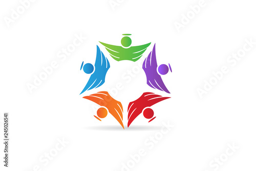 Logo angel teamwork unity people icon