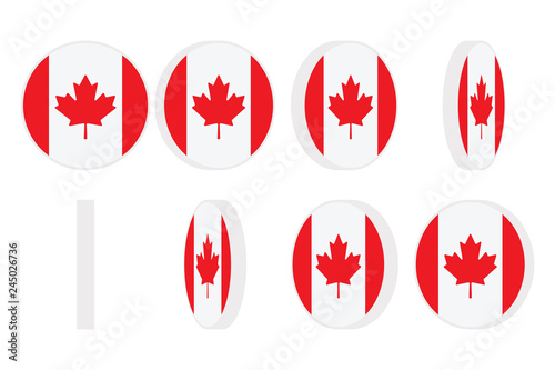 Canada flag round icon spinning. Animation sprite sheet. Isolated on white background