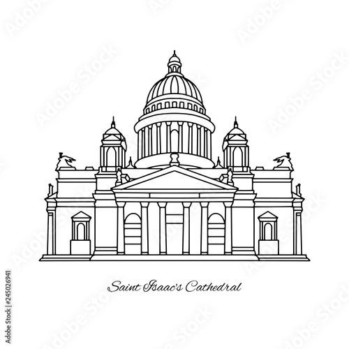 Saint Isaac's Cathedral of Saint Petersburg landmark, Russia. Vector illustration